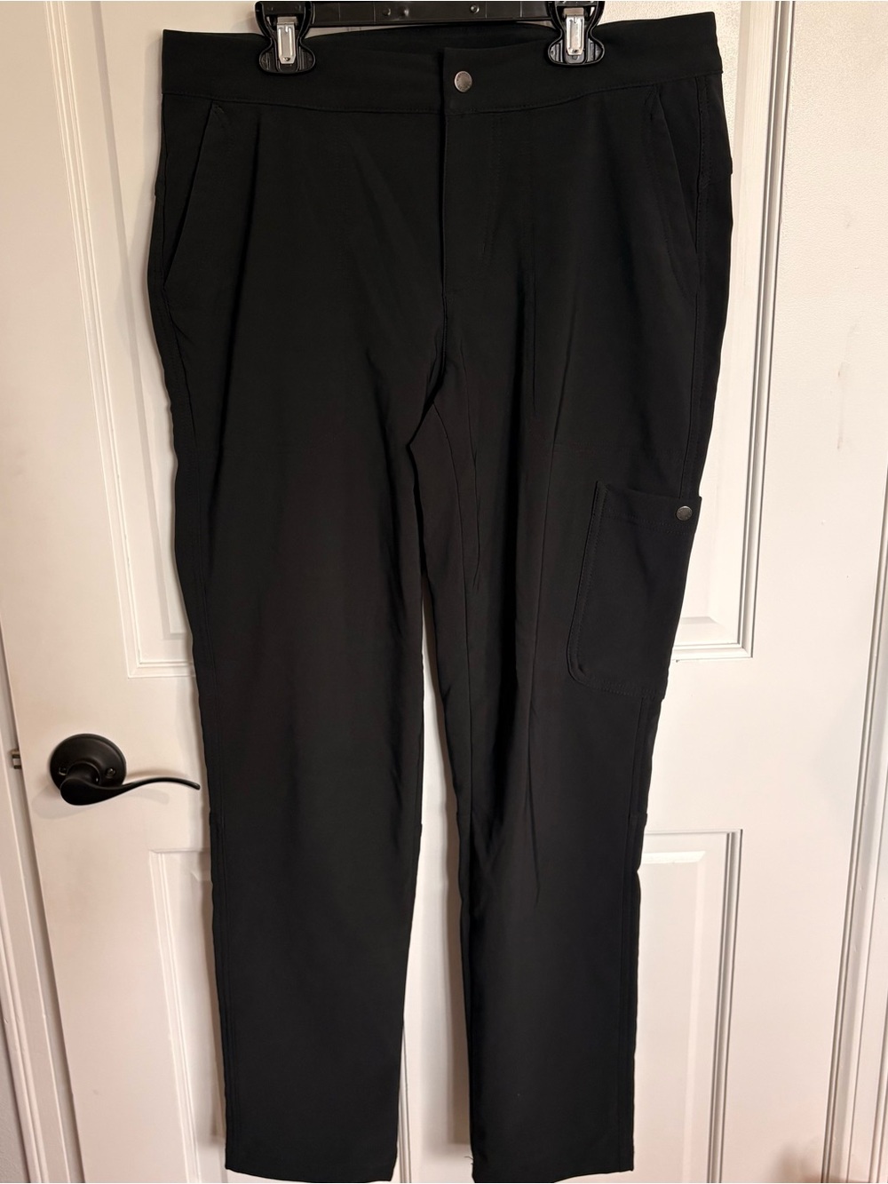 Colombia Fleece Lined Black Straight Leg Outdoor Pants Warm Adjustable Zipper